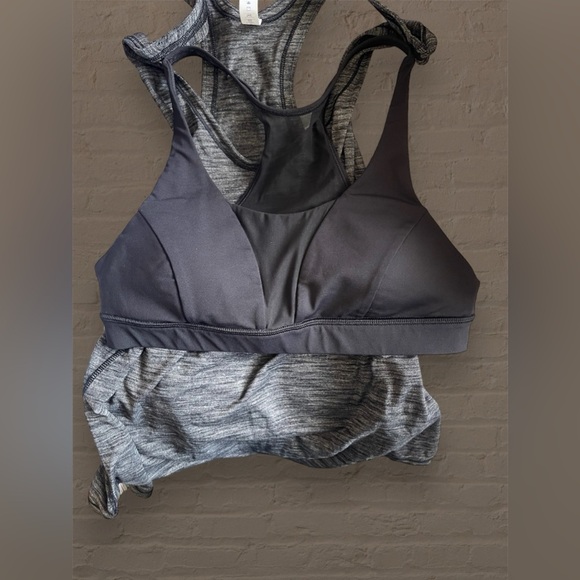 LULULEMON Size 8 Glide And Stride Tank A/B Bra Top Black HBLK Mesh Run Yoga - Picture 8 of 10